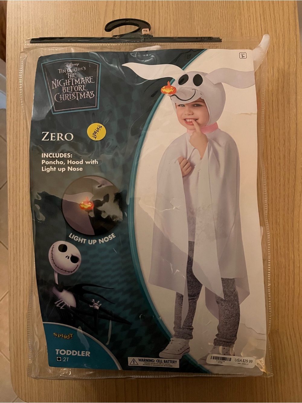 Zero Toddler Halloween Costume Nightmare Before Christmas Light Up Nose 2T